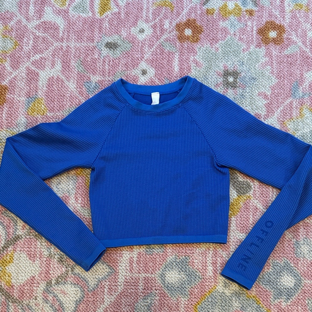 Offline by Aerie XS Blue Waffle Top